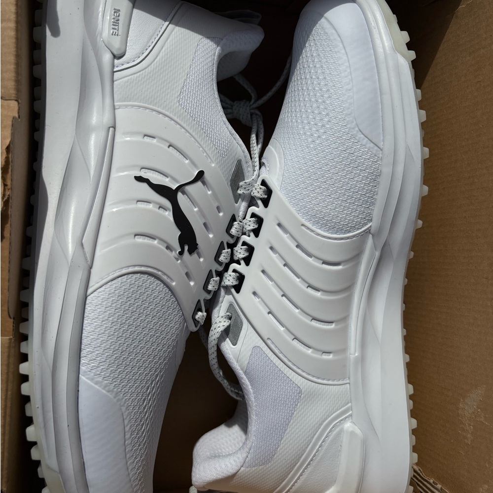 Puma White and Black IGNITE Elevate Golf Shoes